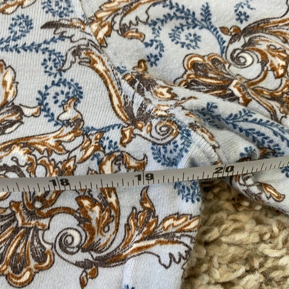 St. John's Bay Medium Blue Brown Paisley Rhinestone Boho Cottagecore Top - Picture 8 of 9